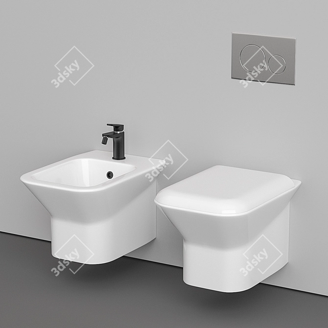 PRUA Hanging Toilet and Bidet Set 3D model image 3