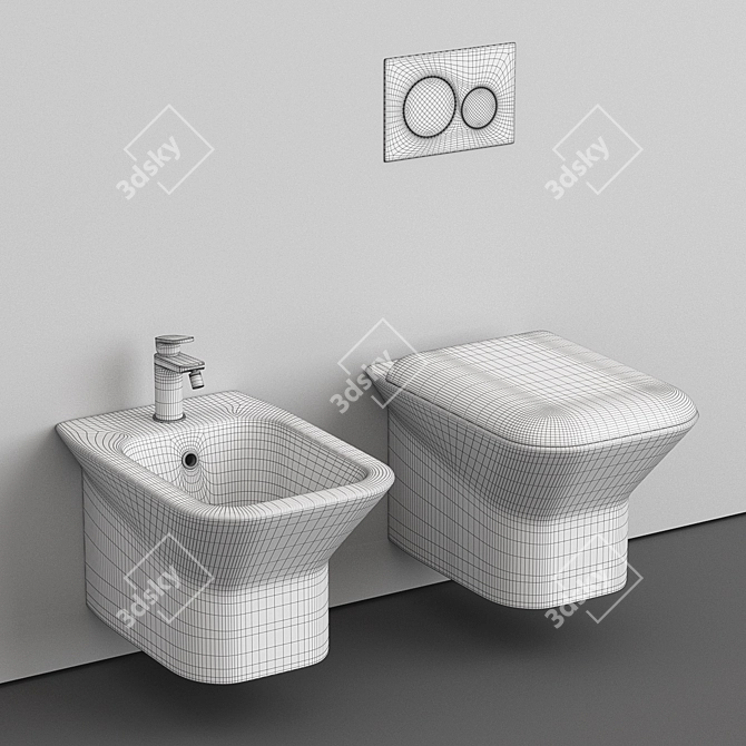 PRUA Hanging Toilet and Bidet Set 3D model image 4