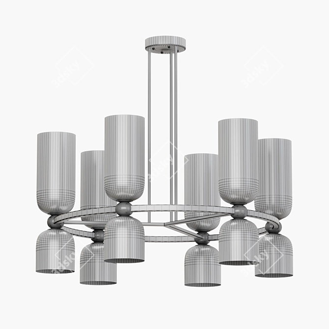 Elegant Amber Glass Chandelier 3D model image 3