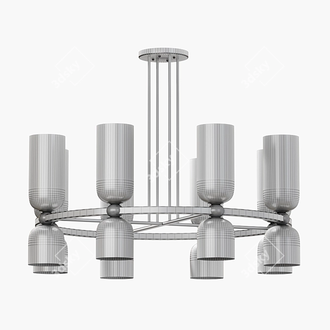 Elegant Amber Glass Chandelier 3D model image 4