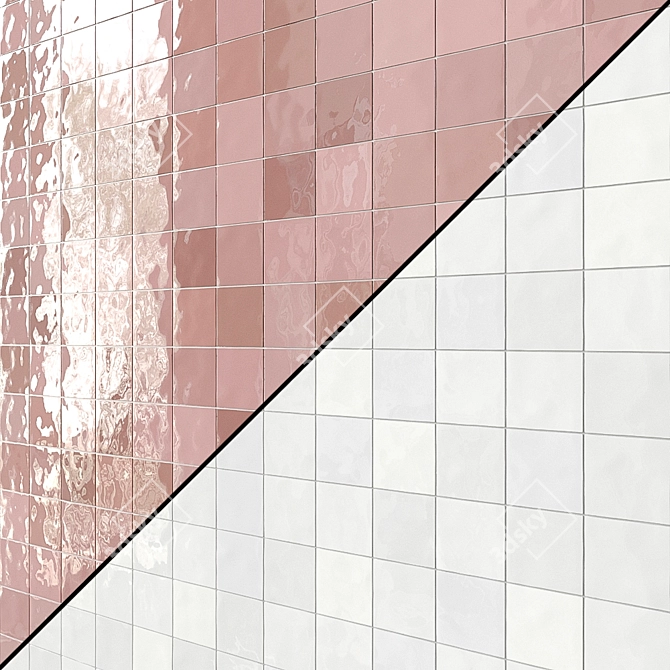 Artesano Gloss Wall Tiles: Rose Pink, Teal, White, Green, Grey, Dark Grey 3D model image 3