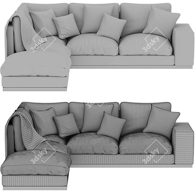 Denver Left-hand Corner Sofa | Comfortable and Stylish 3D model image 3