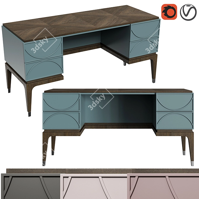 Elegant Majorelle Writing Desk 3D model image 1