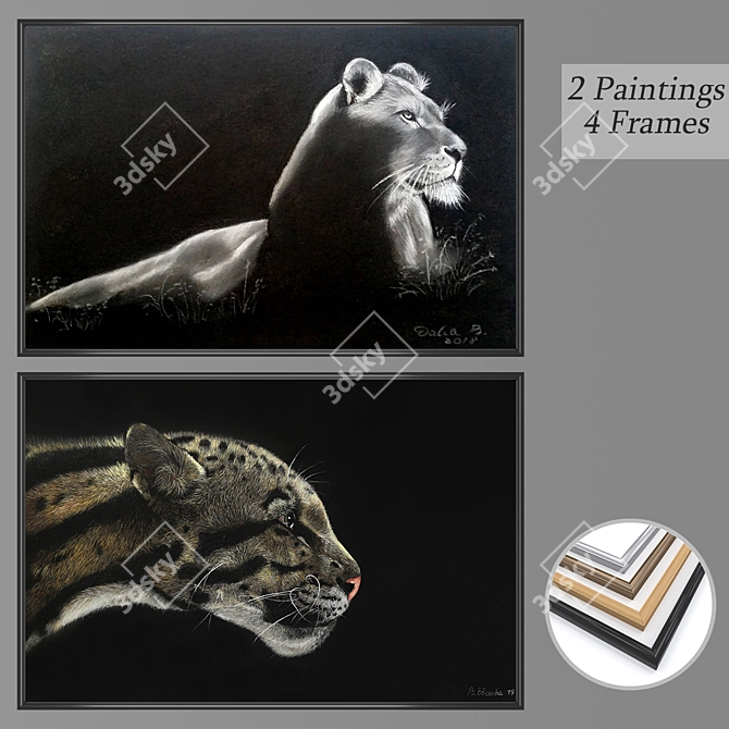 Versatile Set of Wall Paintings & Frames 3D model image 1