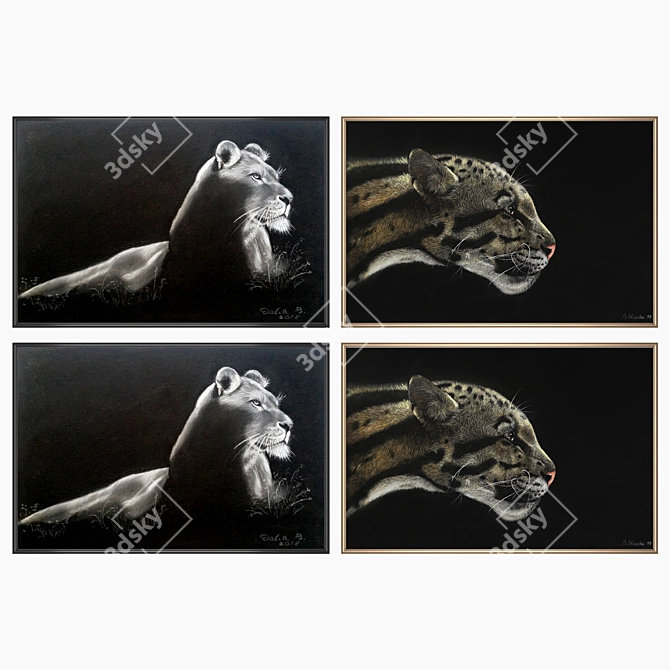 Versatile Set of Wall Paintings & Frames 3D model image 2