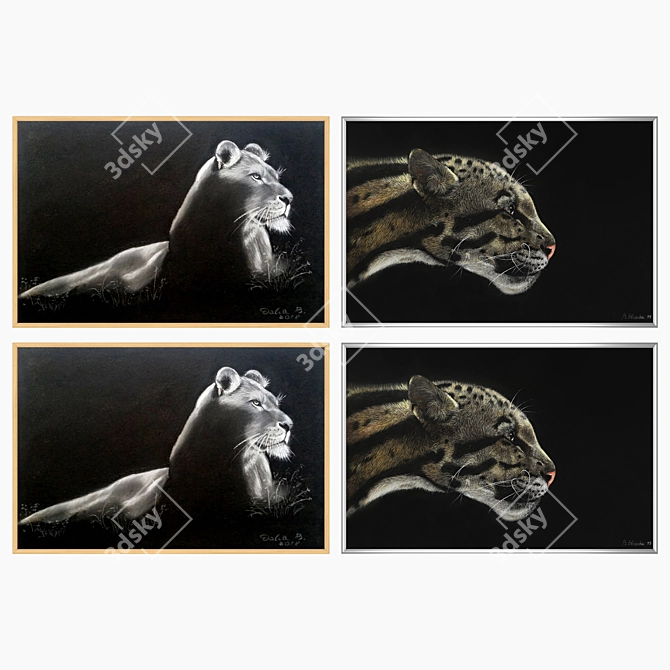 Versatile Set of Wall Paintings & Frames 3D model image 3