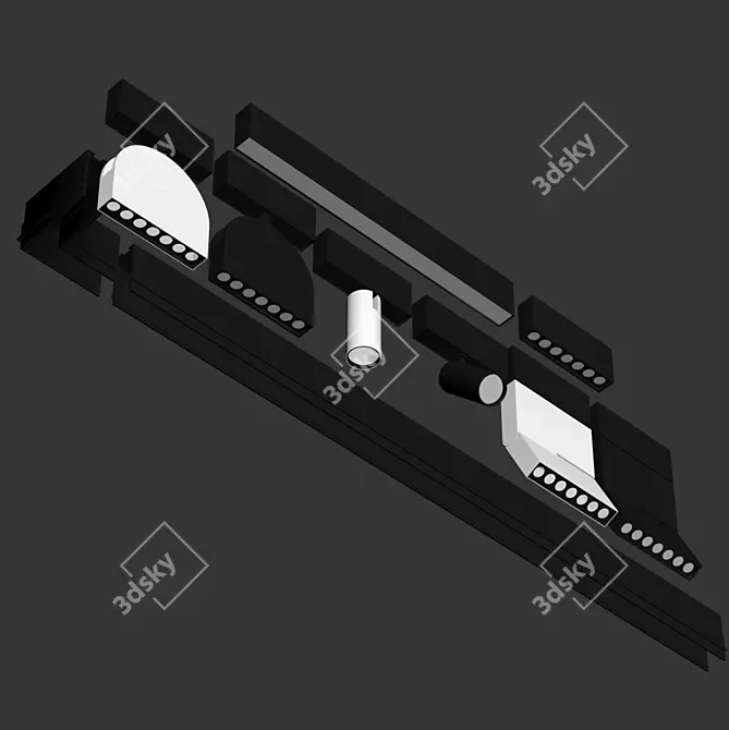 Rotatable Magnetic LED Track Lights 3D model image 5