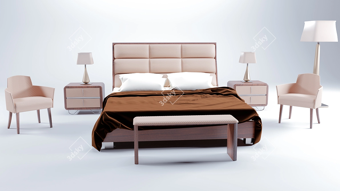 Luxury Italian Amber Bedroom - Late 2020 Design 3D model image 1