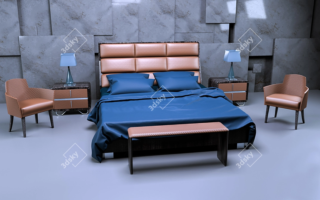 Luxury Italian Amber Bedroom - Late 2020 Design 3D model image 2