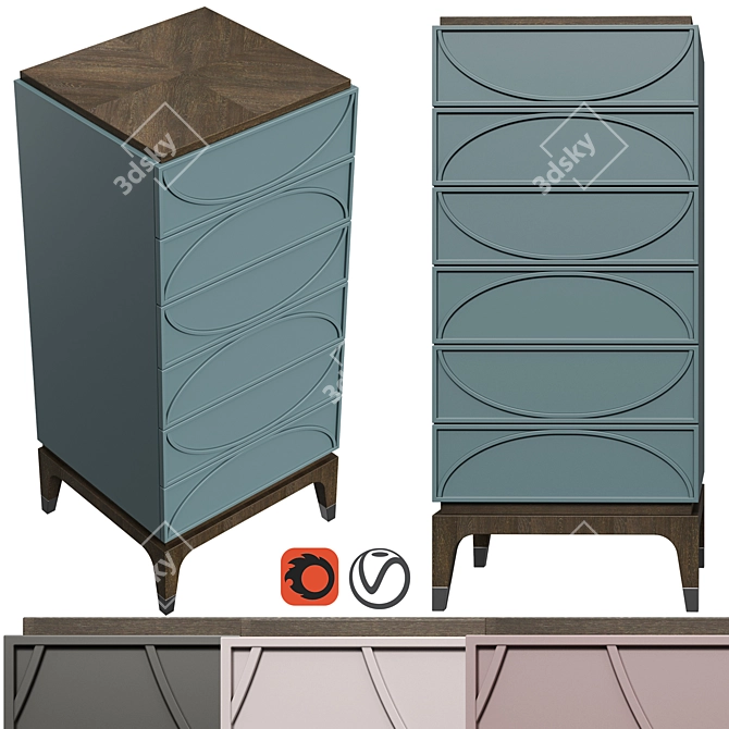 Elegant Majorelle Chest of Drawers 3D model image 1