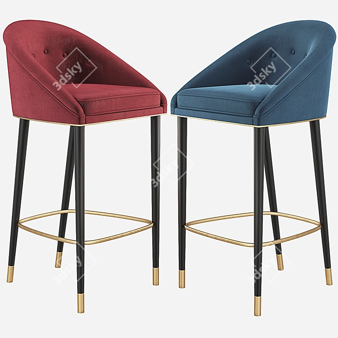 Retro Malay Bar Chair: Mid Century Elegance 3D model image 8