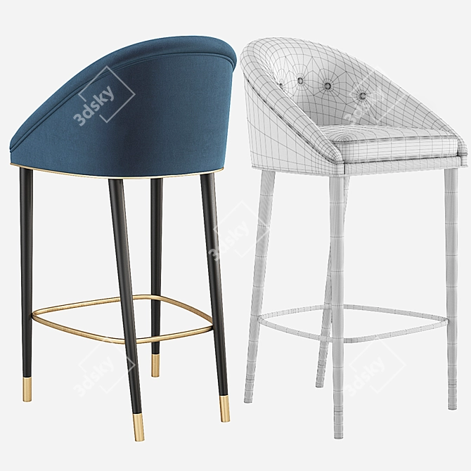 Retro Malay Bar Chair: Mid Century Elegance 3D model image 9