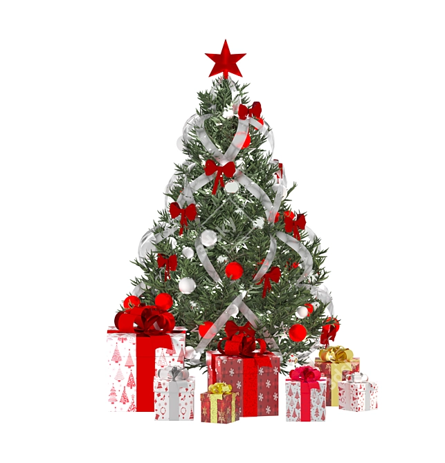 Festive Christmas Tree Set | Decorations & Gifts 3D model image 2