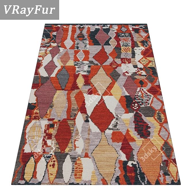 Luxury Carpet Collection: Set of 3 High-Quality Textured Rugs 3D model image 2