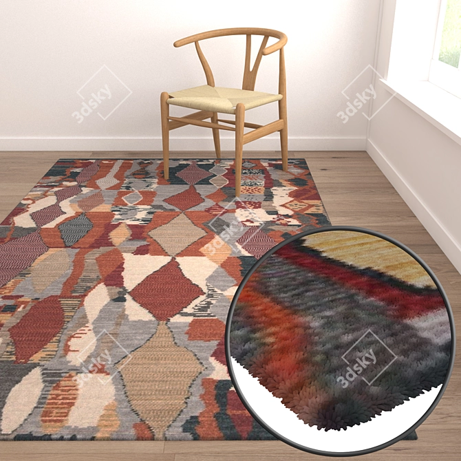 Luxury Carpet Collection: Set of 3 High-Quality Textured Rugs 3D model image 5
