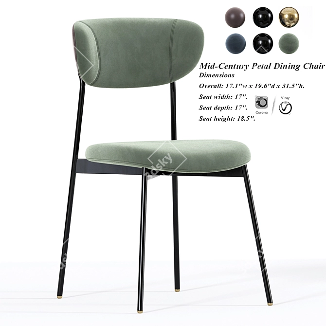 Elegant Petal Dining Chair 3D model image 1