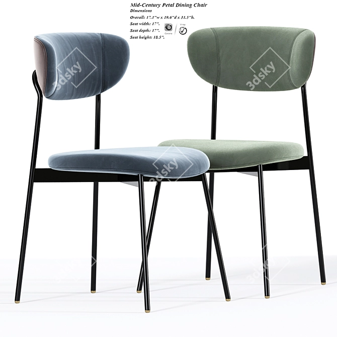 Elegant Petal Dining Chair 3D model image 2