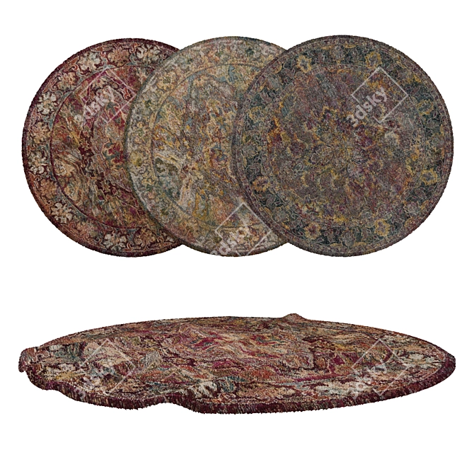 Round Carpet Set: Versatile and Realistic 3D model image 1