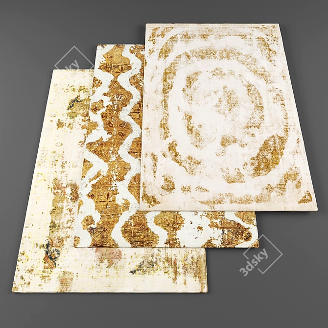 Title: Modern Rugs Set - 6 Pieces in Random Design 3D model image 1