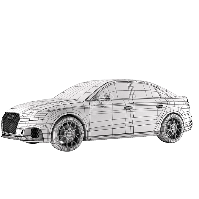 Game-Ready 2017 Audi RS3: Realistic Low-Poly Sedan 3D model image 1