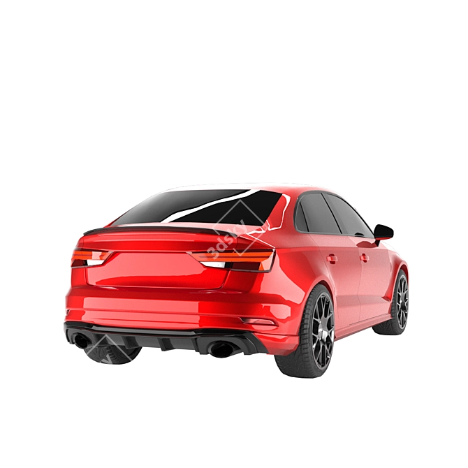 Game-Ready 2017 Audi RS3: Realistic Low-Poly Sedan 3D model image 3