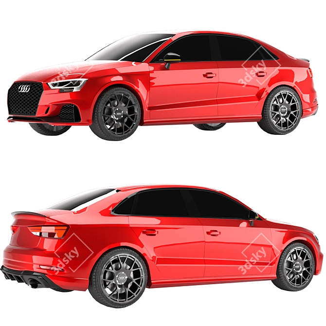 Game-Ready 2017 Audi RS3: Realistic Low-Poly Sedan 3D model image 5