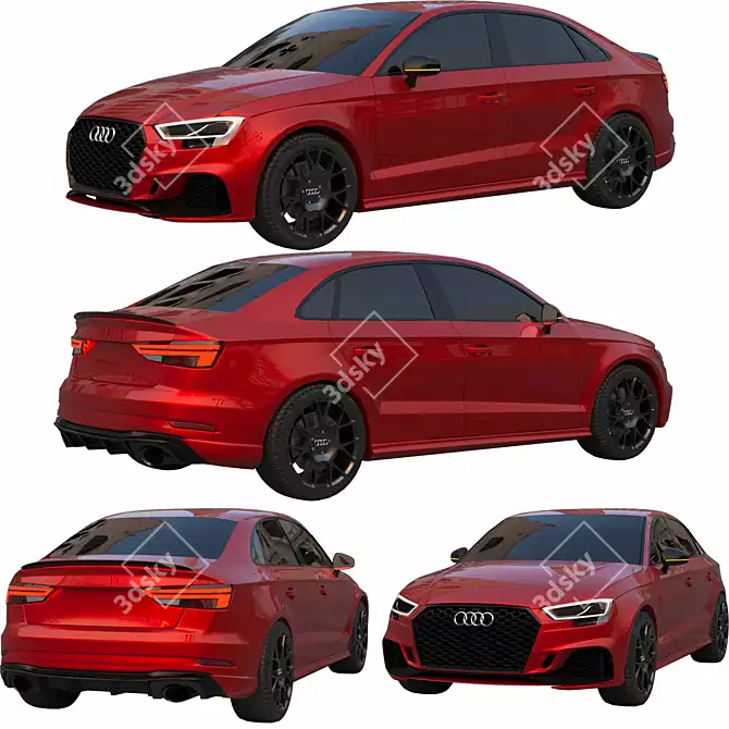 Game-Ready 2017 Audi RS3: Realistic Low-Poly Sedan 3D model image 6