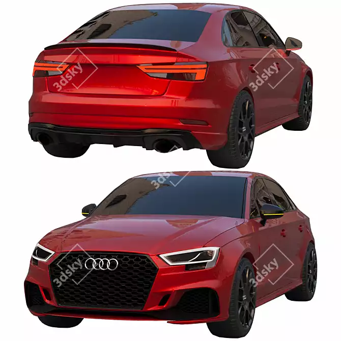 Game-Ready 2017 Audi RS3: Realistic Low-Poly Sedan 3D model image 7