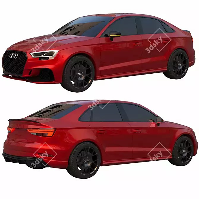 Game-Ready 2017 Audi RS3: Realistic Low-Poly Sedan 3D model image 8