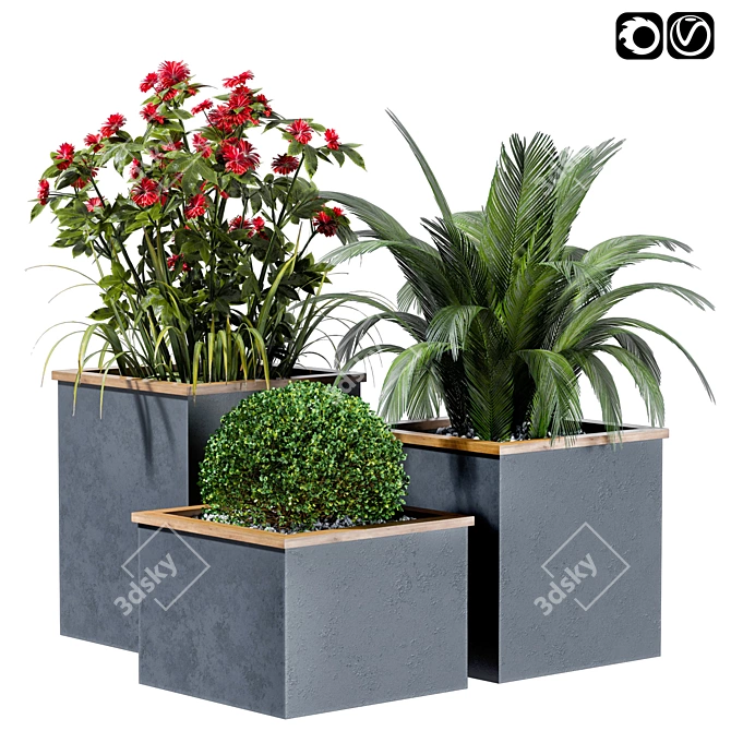 Elegant Floral Planter Box 3D model image 1