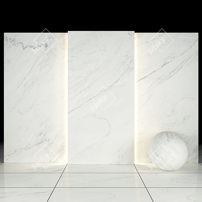 Elegant White Marble Slabs & Tiles 3D model image 1