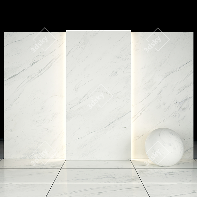 Elegant White Marble Slabs & Tiles 3D model image 2