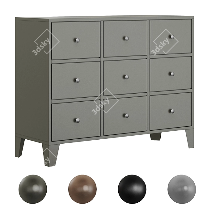 IKEA BRYGGJA: Stylish 9-Drawer Cupboard 3D model image 1