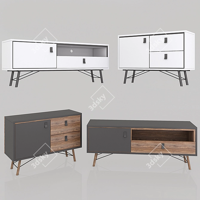 Luxury Danish Lazurit RY Chest Set 3D model image 1