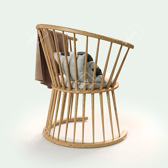 Natural Elegance: Raggi Oak Armchair 3D model image 3