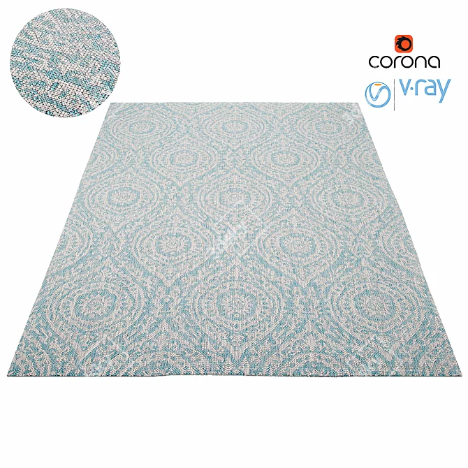 Beige Turquoise Rug: High-Quality Texture 3D model image 1