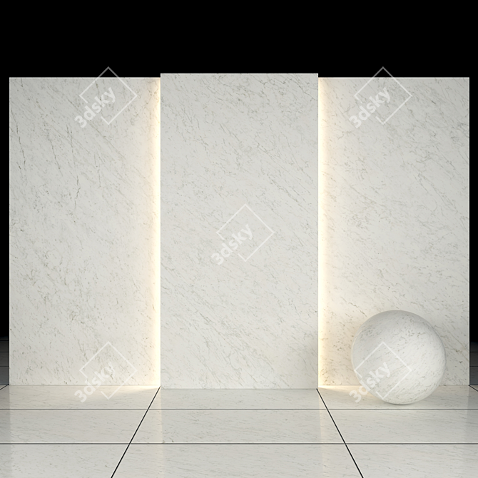 Carrara Marble Slabs & Tiles, High-Quality Textures 3D model image 1