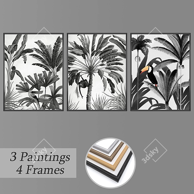 Elegant Wall Art Set - No. 2962 3D model image 1