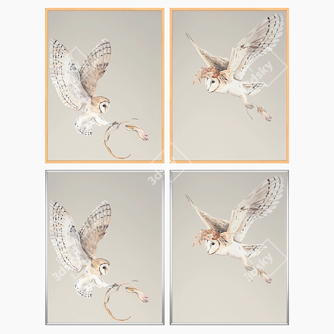 Versatile Set of Wall Paintings with Multiple Frame Options 3D model image 3