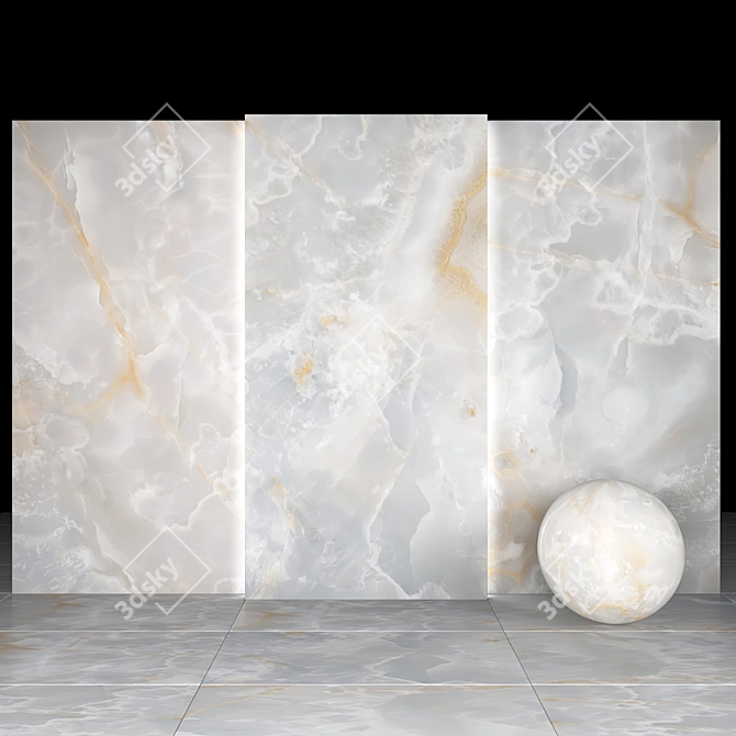 Gray Onyx Texture Slabs - 5 Styles 3D model image 1