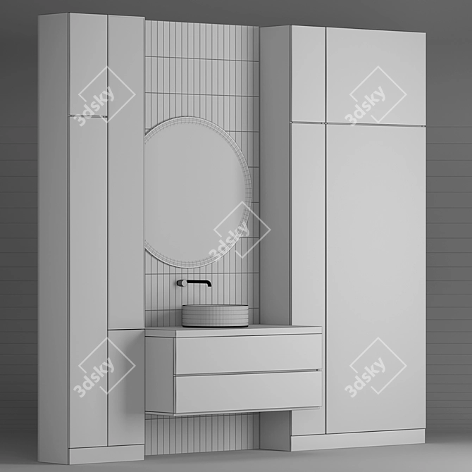 Modern Bathroom Set: Vanity, Mirror, Tiles 3D model image 5