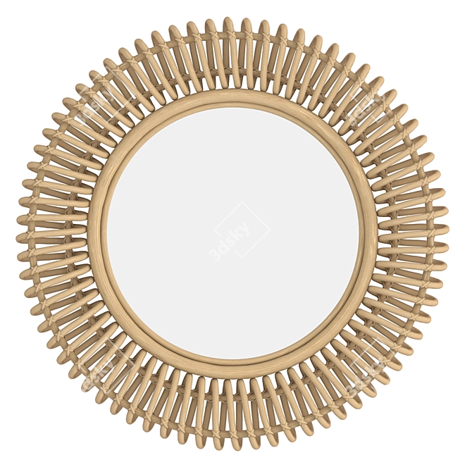 Natural Round Rattan Mirror 3D model image 1