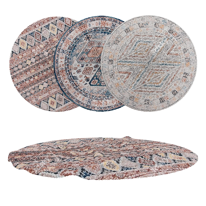 Round Carpets Set - Versatile and Gorgeous 3D model image 1