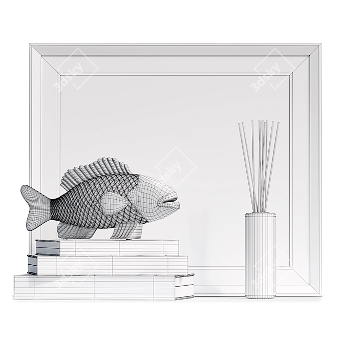 Fishy Delight: Decorative Set with Books 3D model image 2