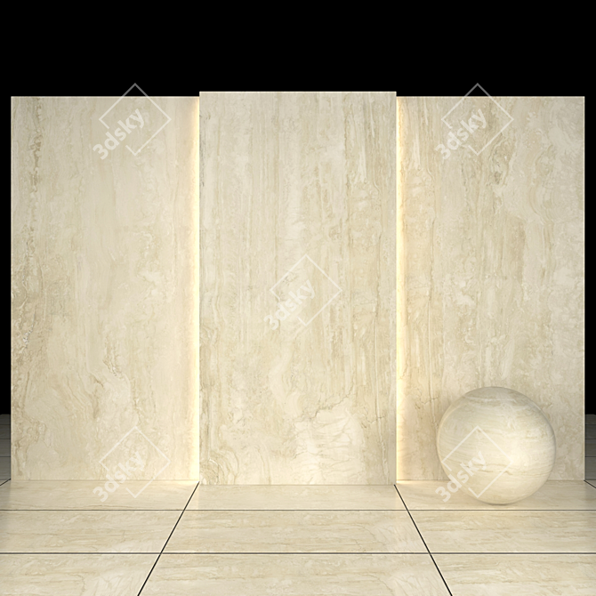 Elegant Alabastrino Travertine Slabs 3D model image 1