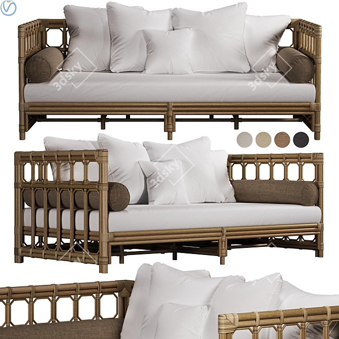 Regeant Daybed: Stylish Rattan Lounger 3D model image 1