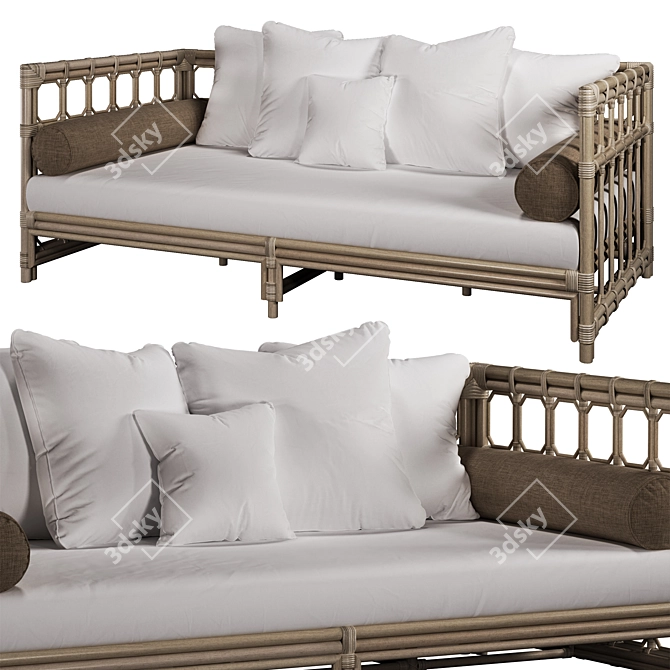 Regeant Daybed: Stylish Rattan Lounger 3D model image 2