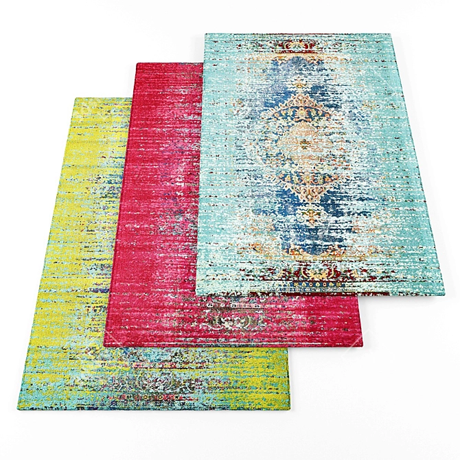 Modern Rugs Set: 3 Pieces with Textures 3D model image 1