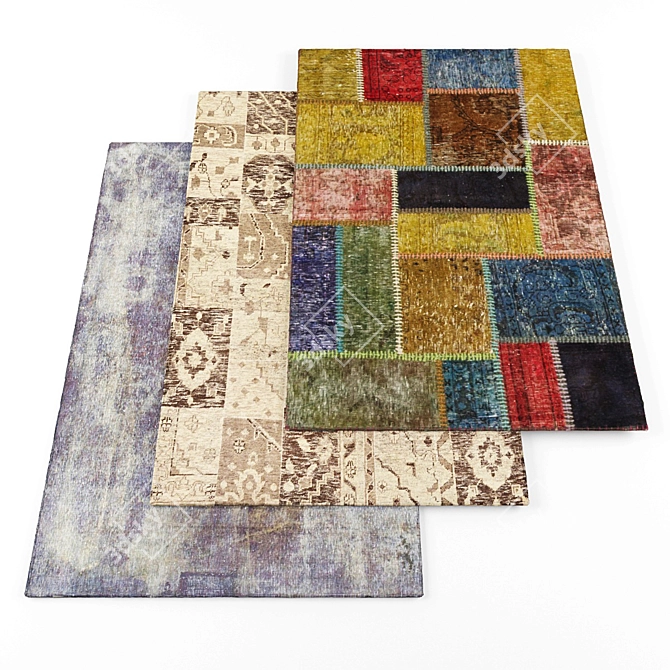 Modern Rugs Set - 5 Pieces | High-Quality Textures 3D model image 1