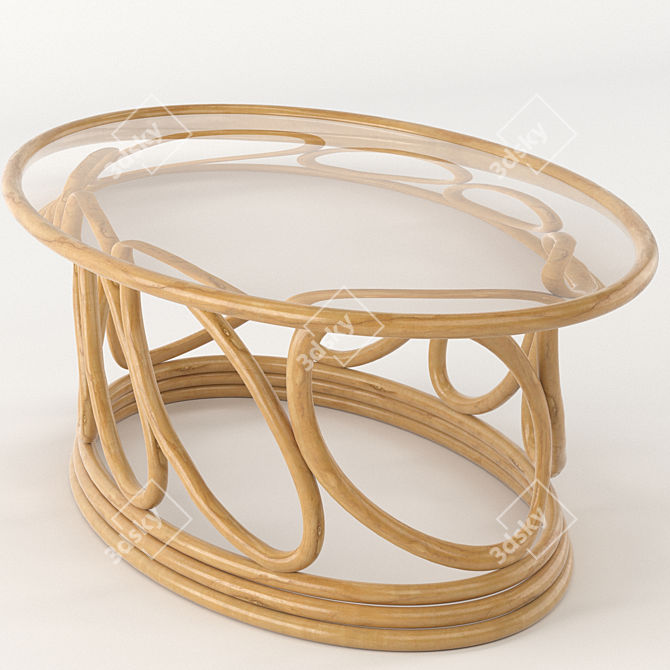 Elegant Rattan Coffee Table 3D model image 1